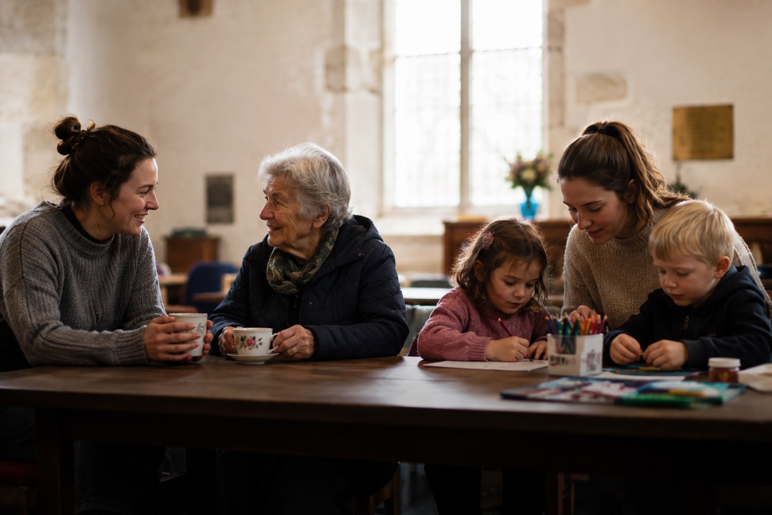 Volunteers supporting children and older people at a Scottish community organisation